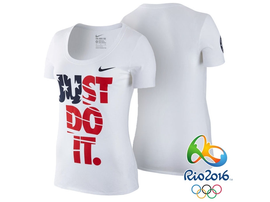 Women's USA Rio 2016 Olympics USA Team Just Do It Flag White T-Shirt