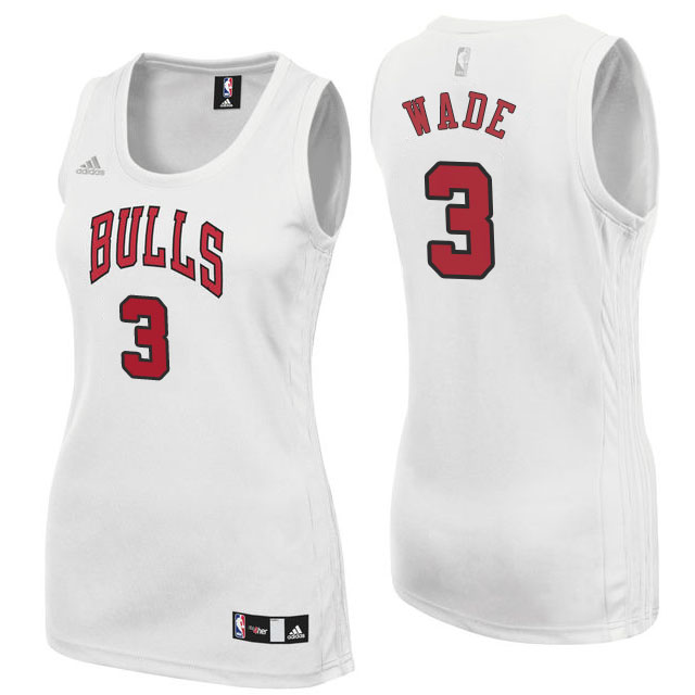 Women Chicago Bulls# 3 Dwyane Wade White Jersey