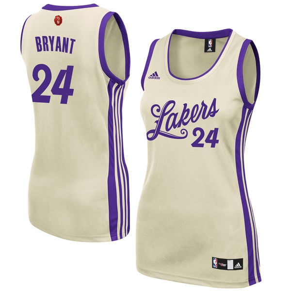 Women's Lakers #24 Kobe Bryant Christmas Jersey Cream