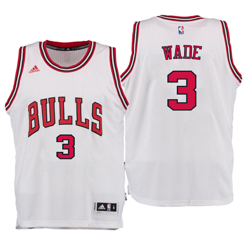 Youth Chicago Bulls# 3 Dwyane Wade White Jersey