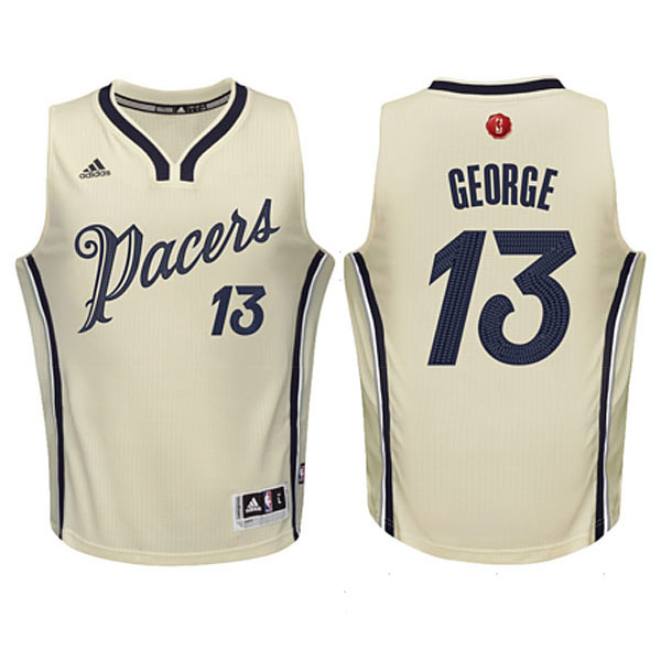  Youth Paul George 2015 Christmas Day Cream Jersey