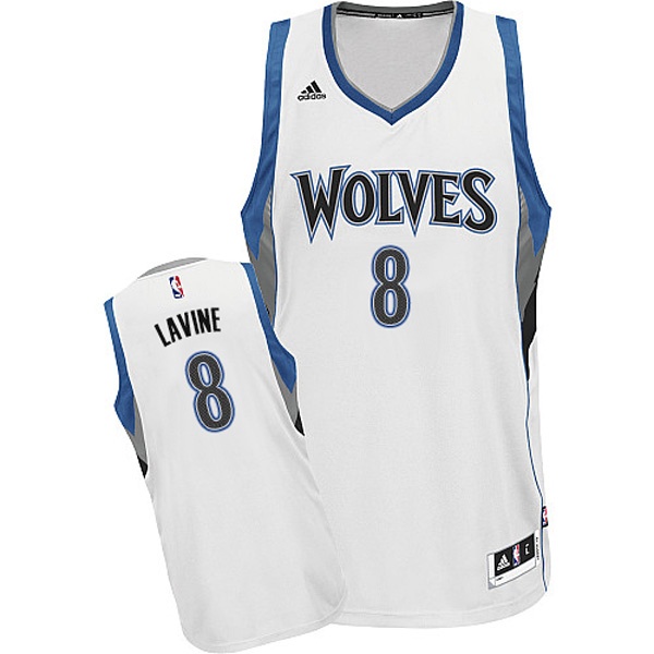 Men's  Wolves #8 Zach Lavine Home White Jersey - Heat Applied