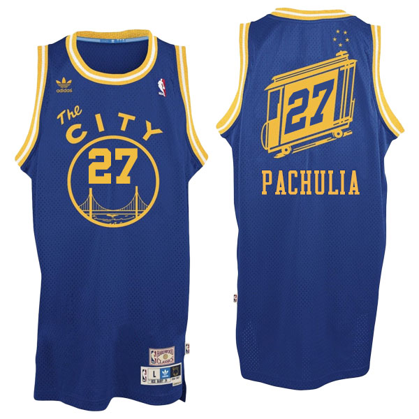 Men's  Zaza Pachulia Golden State Warriors Hardwood Classics Blue Jersey