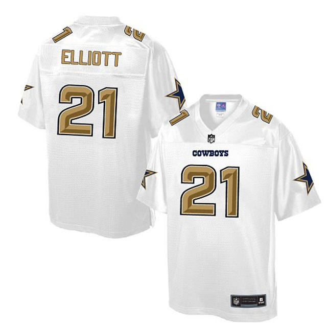 Dallas Cowboys #21 Ezekiel Elliott White Pro Line Fashion Jersey