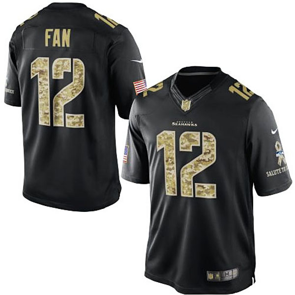 Men's Seattle Seahawks #12 12th Fan Nike Black Salute To Service Jersey