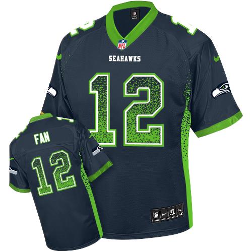 Mens Seattle Seahawks #12 12th Fan Nike Blue Drift Fashion Jersey