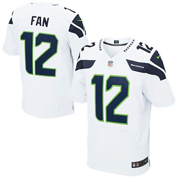 Mens Seattle Seahawks #12 12th Fan Nike White Elite Jersey