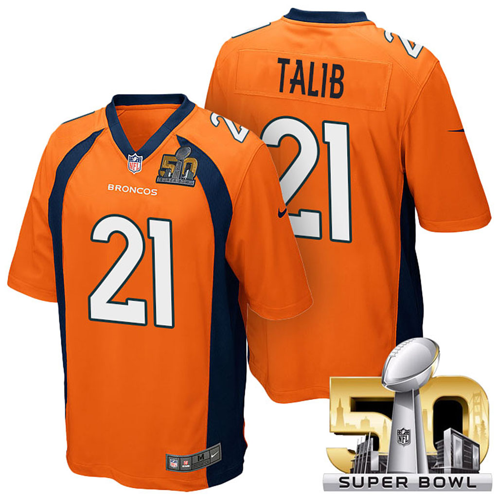 Denver Broncos #21 Aqib Talib Orange 2016 Super Bowl 50 Elite Jersey