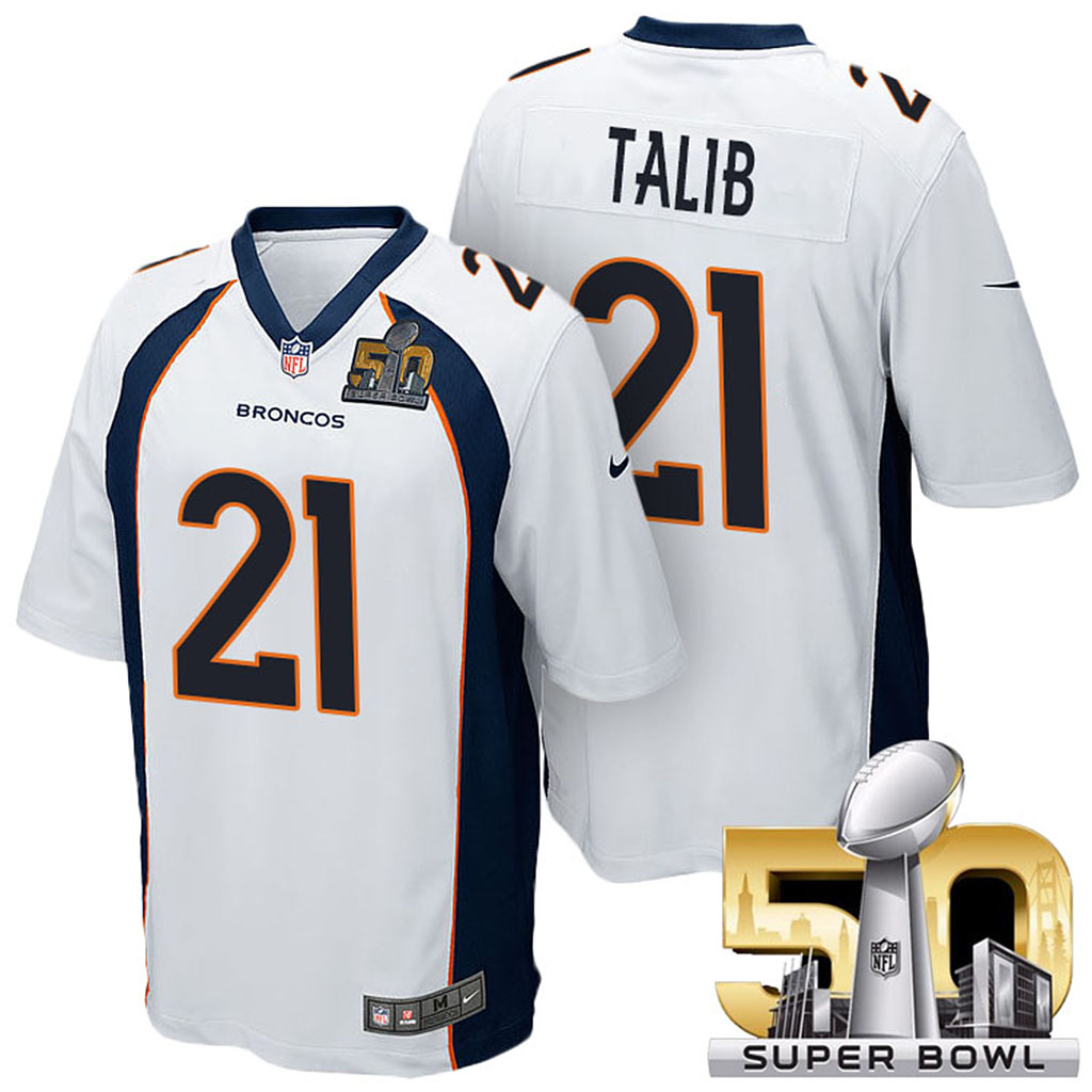 Denver Broncos #21 Aqib Talib White 2016 Super Bowl 50 Elite Jersey