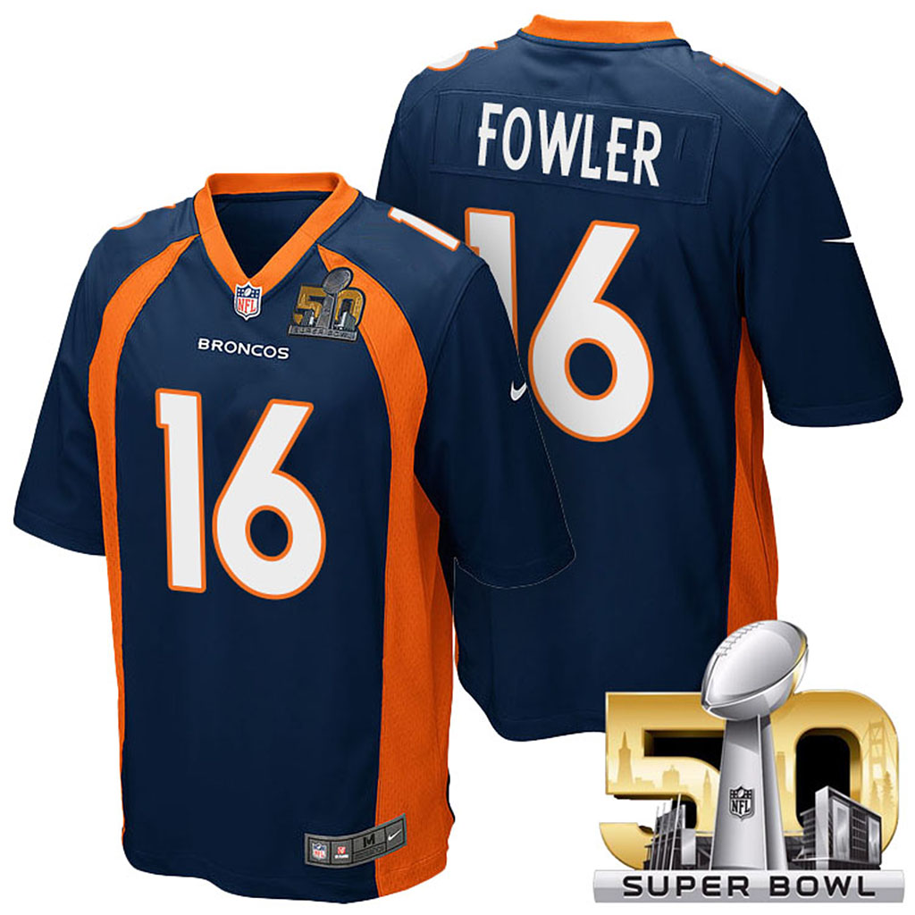 AFC Champions Denver Broncos #16 Bennie Fowler Navy Blue 2016 Super Bowl 50 Elite Jersey