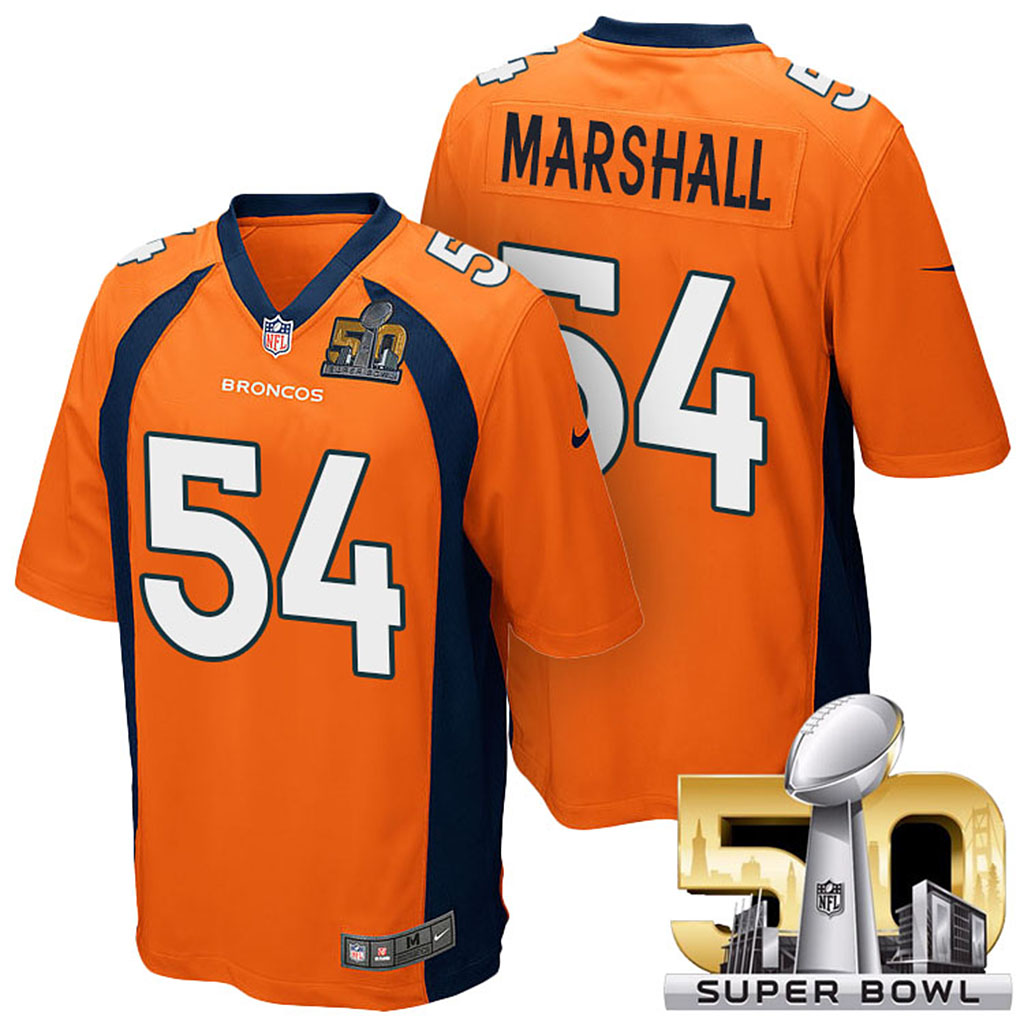 Denver Broncos #54 Brandon Marshall Orange 2016 Super Bowl 50 Elite Jersey