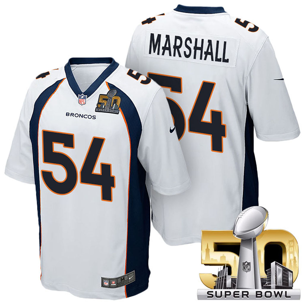 Denver Broncos #54 Brandon Marshall White 2016 Super Bowl 50 Elite Jersey