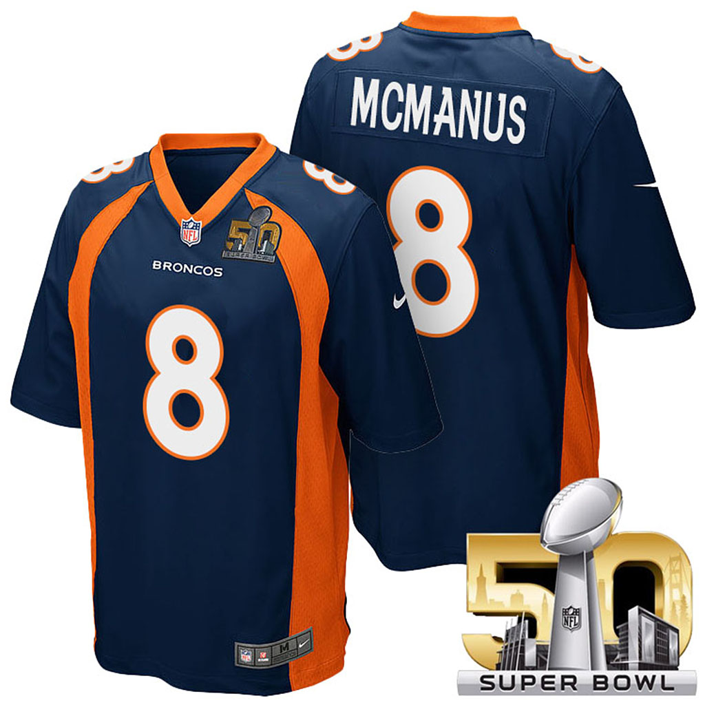 Denver Broncos #8 Brandon McManus Navy Blue 2016 Super Bowl 50 Elite Jersey