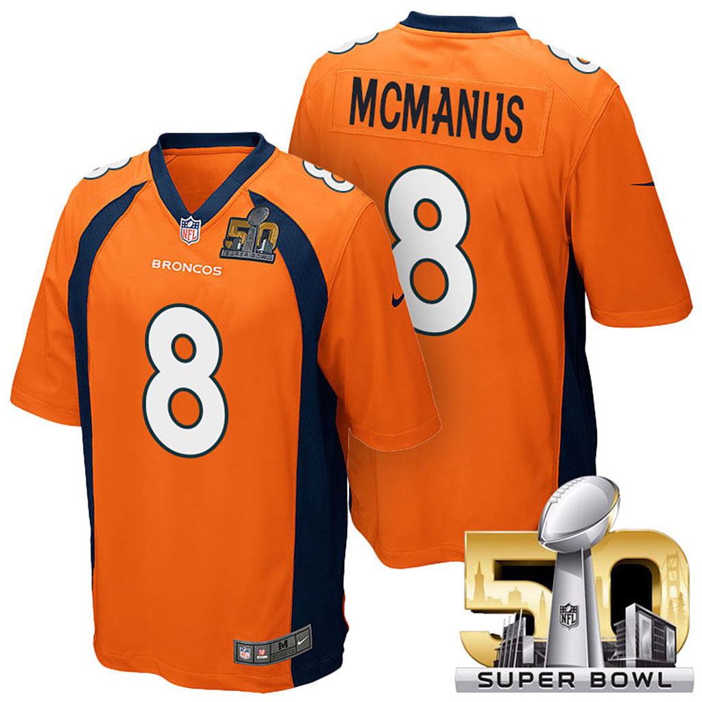 Denver Broncos #8 Brandon McManus Orange 2016 Super Bowl 50 Elite Jersey