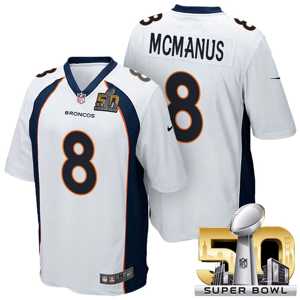 Denver Broncos #8 Brandon McManus White 2016 Super Bowl 50 Elite Jersey