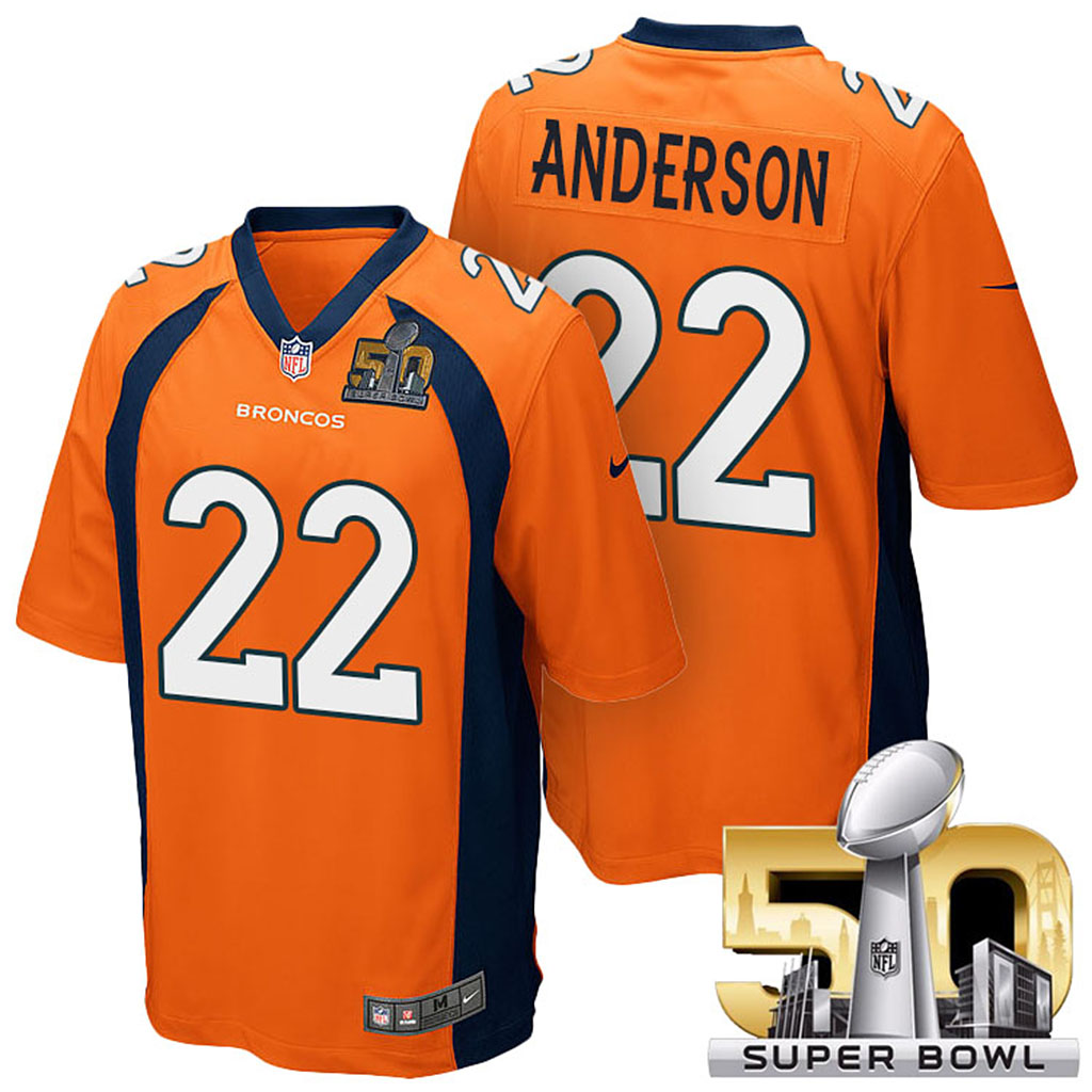 Denver Broncos #22 C.J. Anderson Orange 2016 Super Bowl 50 Elite Jersey