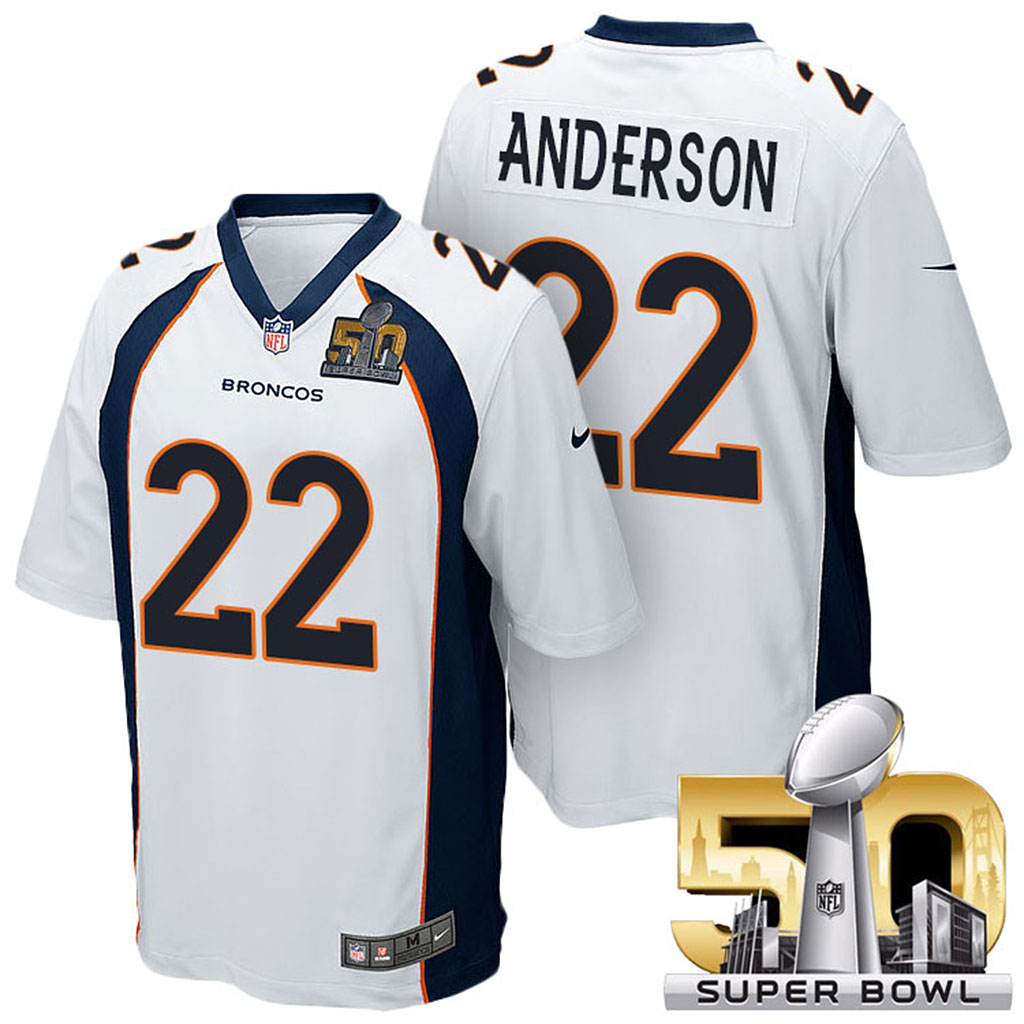 Denver Broncos #22 C.J. Anderson White 2016 Super Bowl 50 Elite Jersey