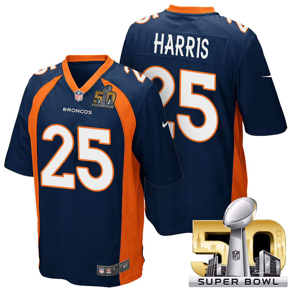 Denver Broncos #25 Chris Harris Navy Blue 2016 Super Bowl 50 Elite Jersey