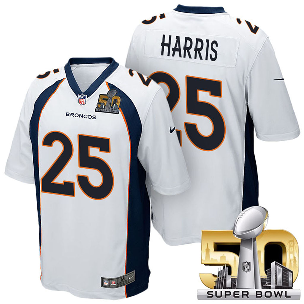 Denver Broncos #25 Chris Harris White 2016 Super Bowl 50 Elite Jersey