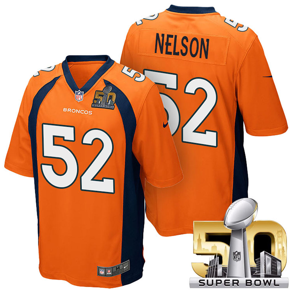 AFC Champions Denver Broncos #52 Corey Nelson Orange 2016 Super Bowl 50 Elite Jersey