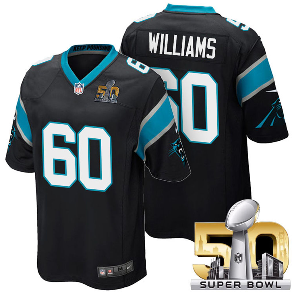 NFC Champions Carolina Panthers #60 Daryl Williams Black 2016 Super Bowl 50 Elite Jersey