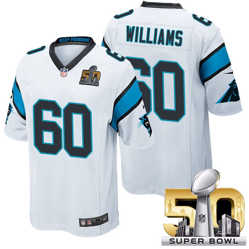 Carolina Panthers #60 Daryl Williams White 2016 Super Bowl 50 Elite Jersey