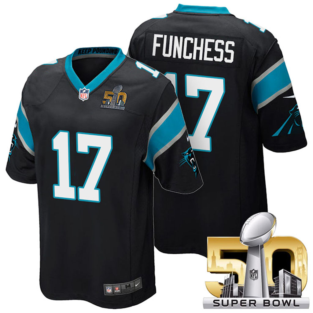 Carolina Panthers #17 Devin Funchess Black 2016 Super Bowl 50 Elite Jersey