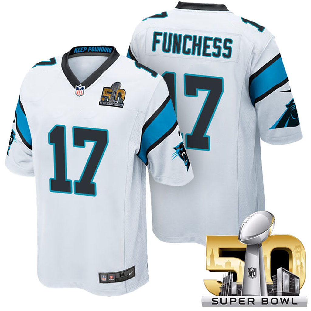 Carolina Panthers #17 Devin Funchess White 2016 Super Bowl 50 Elite Jersey