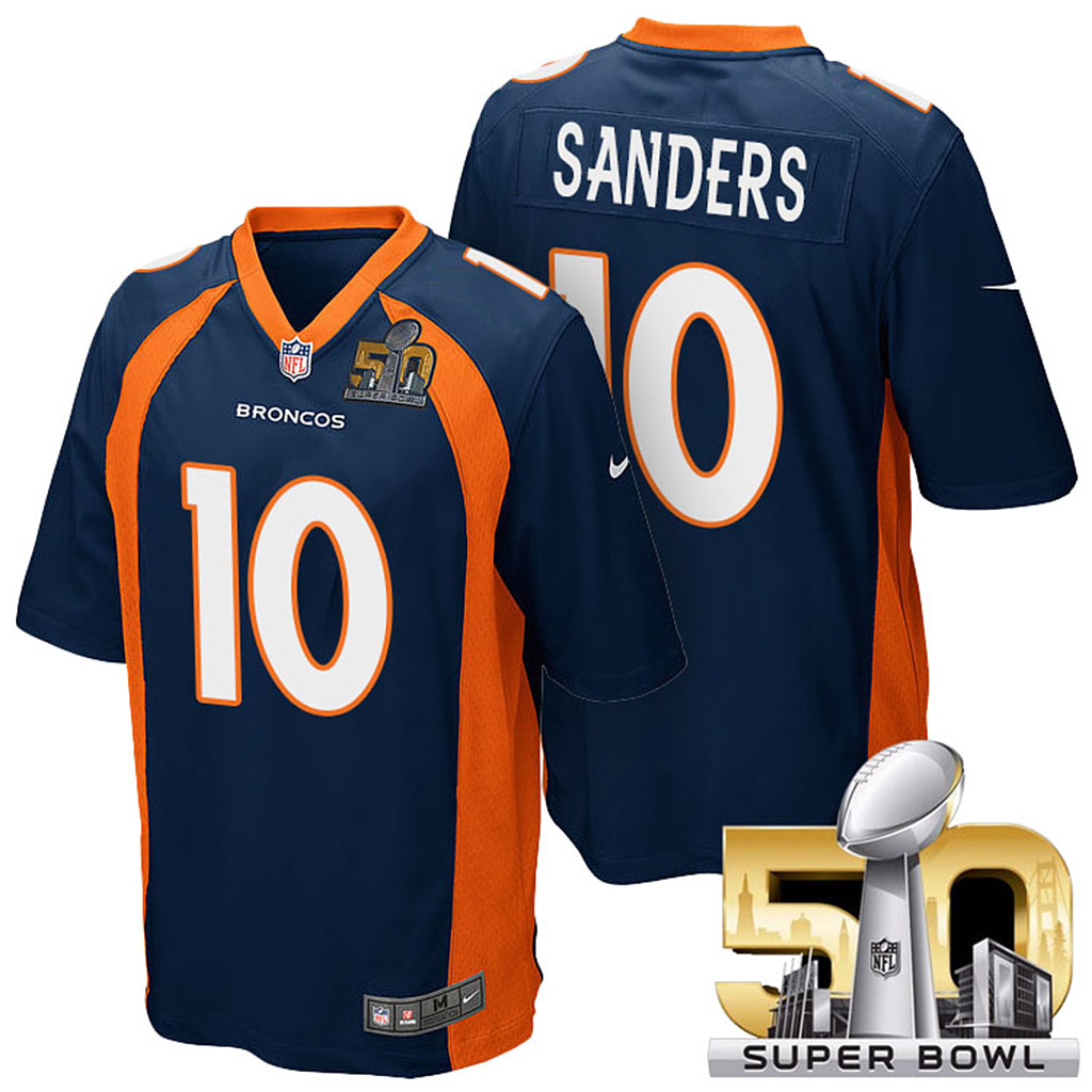 Denver Broncos #10 Emmanuel Sanders Navy Blue 2016 Super Bowl 50 Elite Jersey