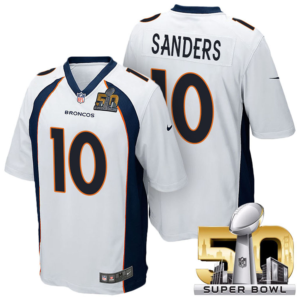 Denver Broncos #10 Emmanuel Sanders White 2016 Super Bowl 50 Elite Jersey