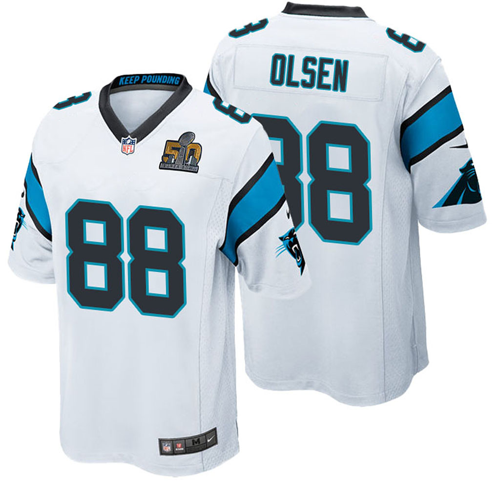 Carolina Panthers #88 Greg Olsen White 2016 Super Bowl 50 Elite Jersey