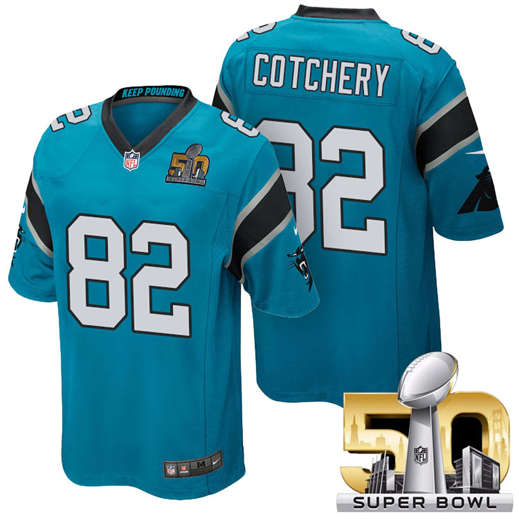 Carolina Panthers #82 Jerricho Cotchery Blue 2016 Super Bowl 50 Elite Jersey