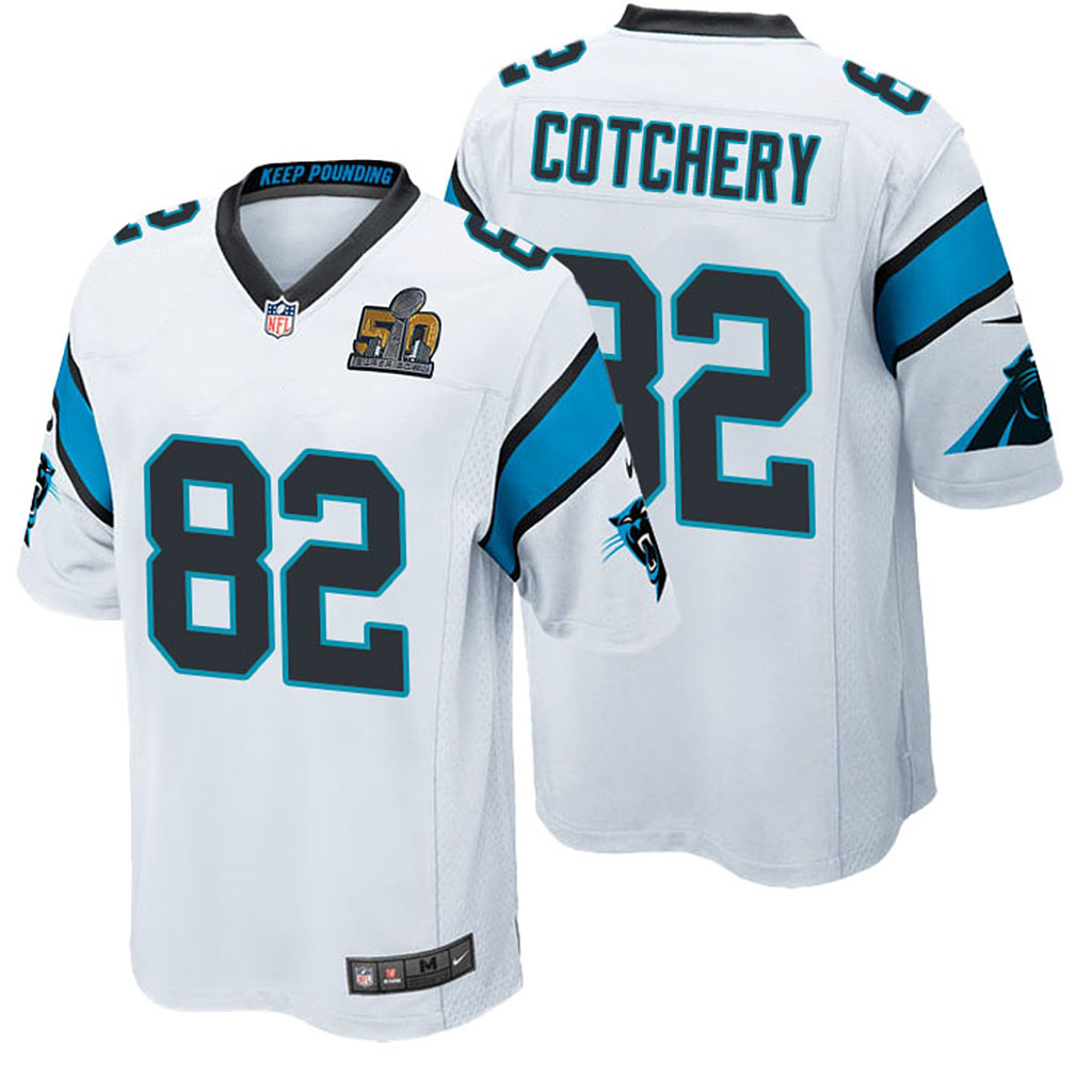 Carolina Panthers #82 Jerricho Cotchery White 2016 Super Bowl 50 Elite Jersey