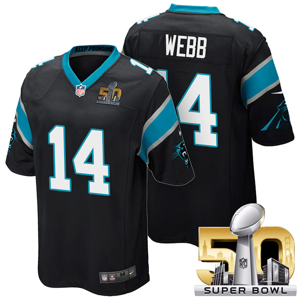 NFC Champions Carolina Panthers #14 Joe Webb Black 2016 Super Bowl 50 Elite Jersey