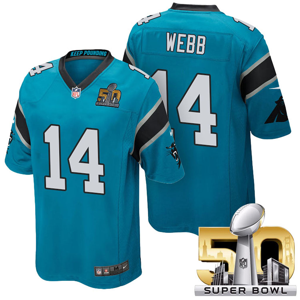 Carolina Panthers #14 Joe Webb Blue 2016 Super Bowl 50 Elite Jersey