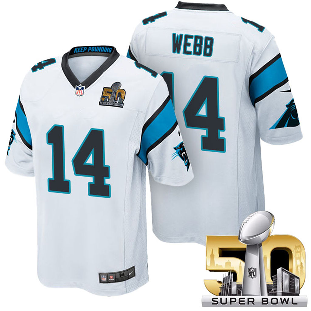 NFC Champions Carolina Panthers #14 Joe Webb White 2016 Super Bowl 50 Elite Jersey