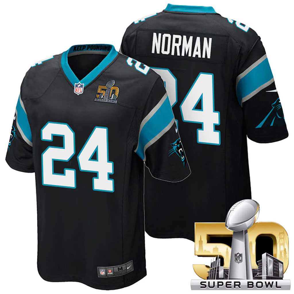 Carolina Panthers #24 Josh Norman Black 2016 Super Bowl 50 Elite Jersey