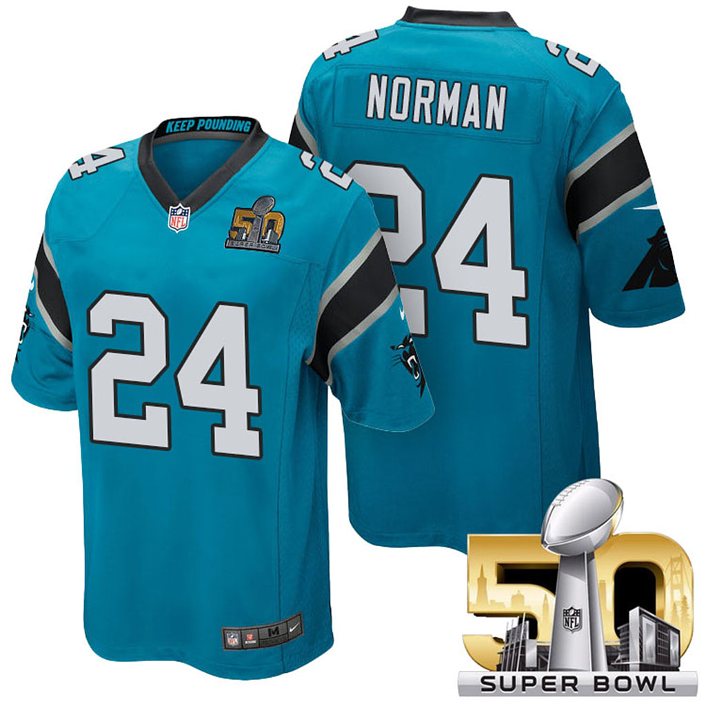 NFC Champions Carolina Panthers #24 Josh Norman Blue 2016 Super Bowl 50 Elite Jersey