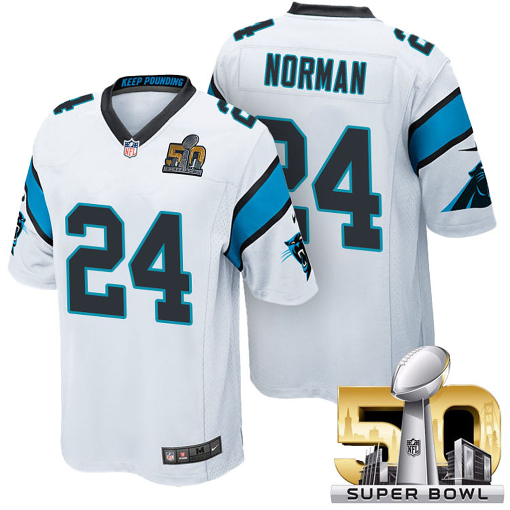 Carolina Panthers #24 Josh Norman White 2016 Super Bowl 50 Elite Jersey