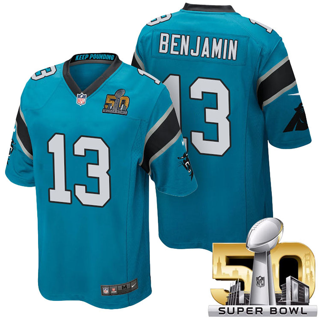 Carolina Panthers #13 Kelvin Benjamin Blue 2016 Super Bowl 50 Elite Jersey