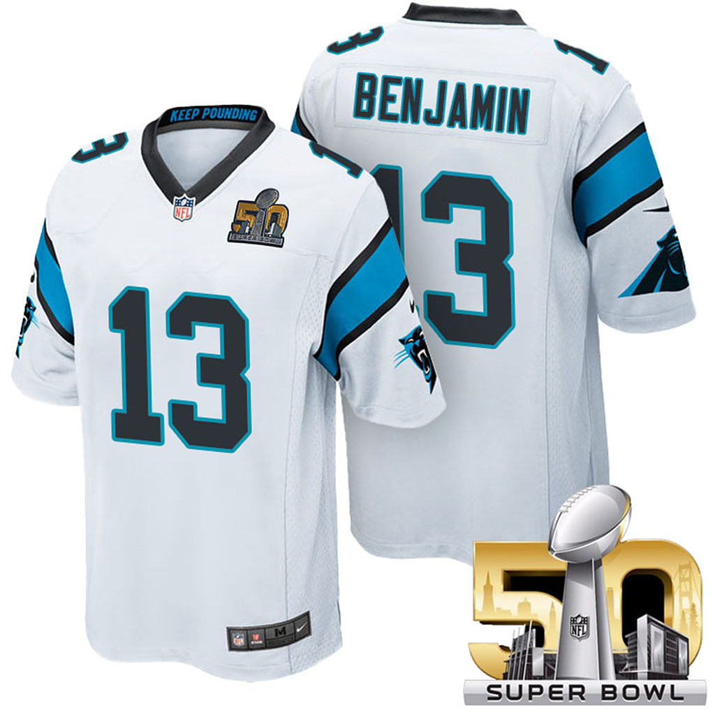 NFC Champions Carolina Panthers #13 Kelvin Benjamin White 2016 Super Bowl 50 Elite Jersey