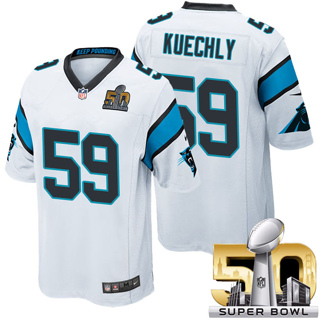 NFC Champions Carolina Panthers #59 Luke Kuechly White 2016 Super Bowl 50 Elite Jersey