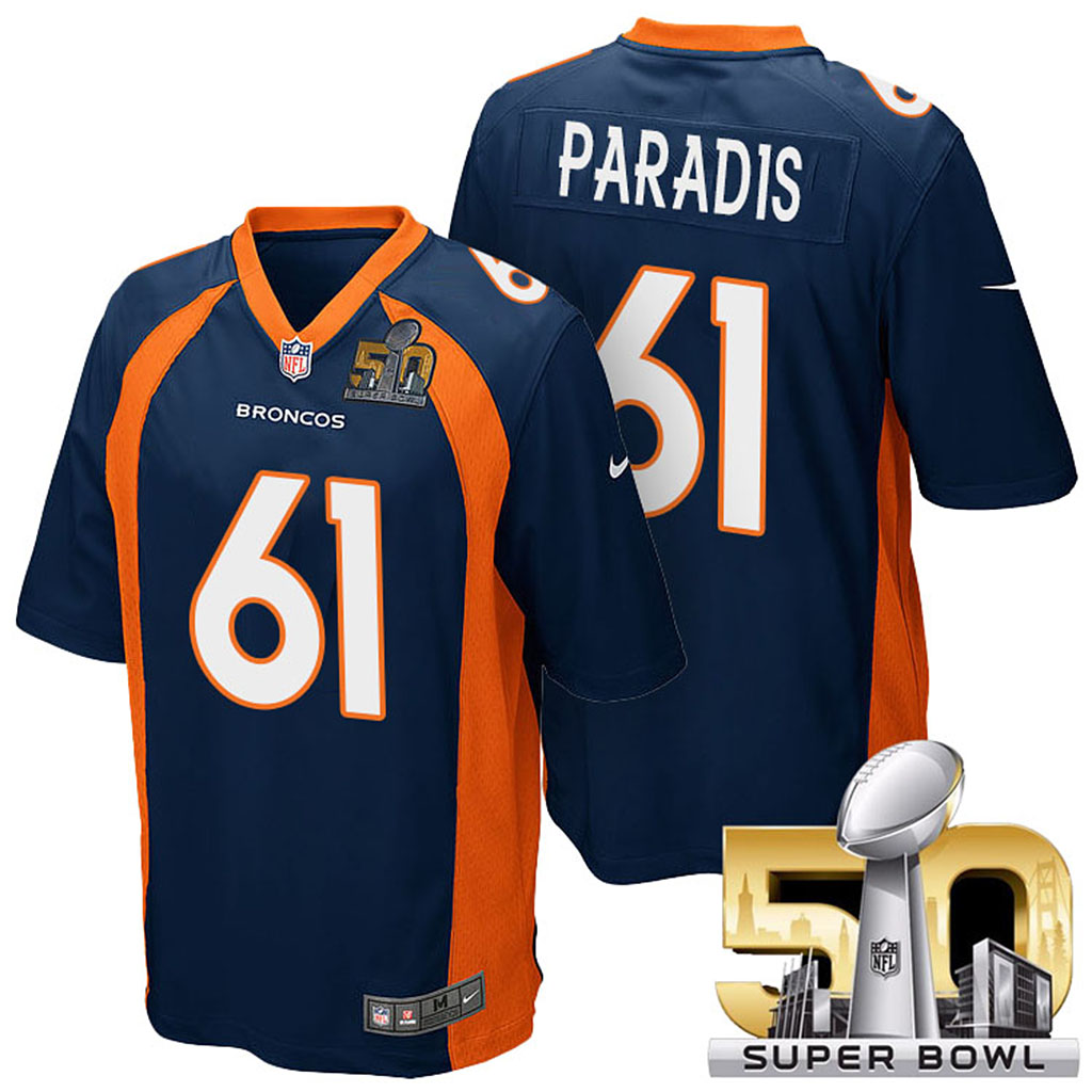 Denver Broncos #61 Matt Paradis Navy Blue 2016 Super Bowl 50 Elite Jersey