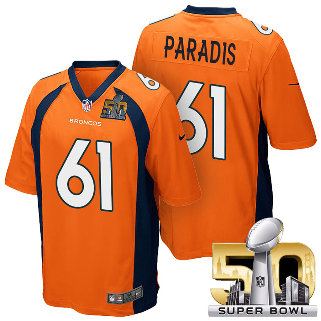 Denver Broncos #61 Matt Paradis Orange 2016 Super Bowl 50 Elite Jersey