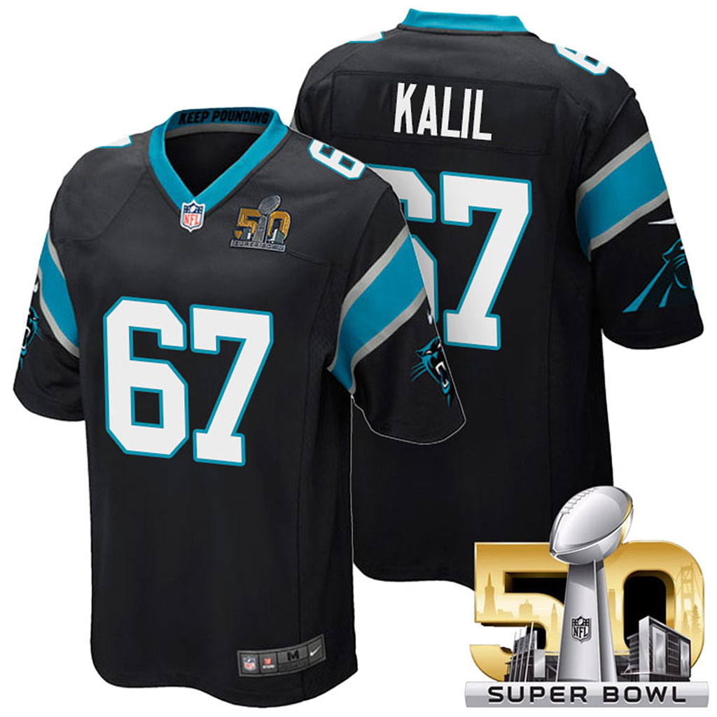 Carolina Panthers #67 Ryan Kalil Black 2016 Super Bowl 50 Elite Jersey