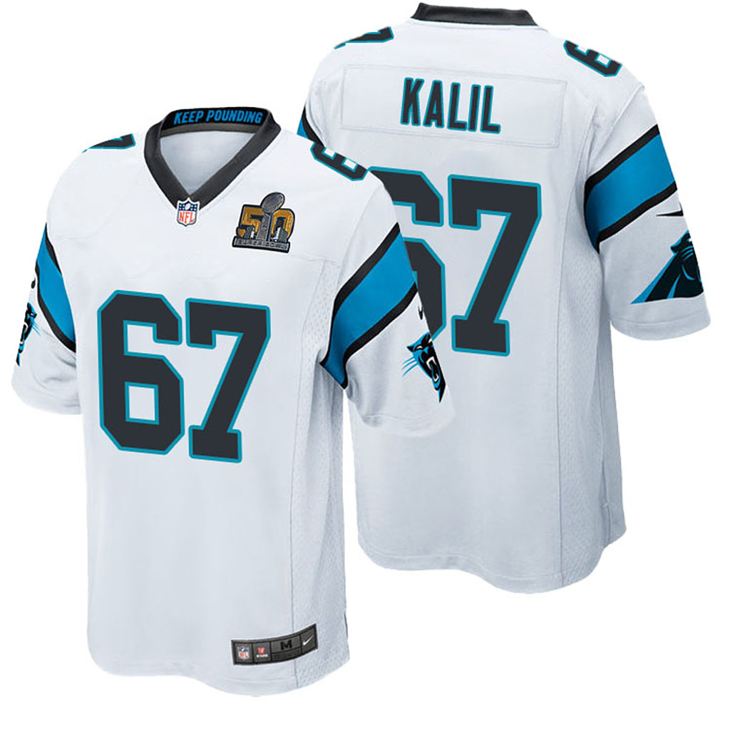 Carolina Panthers #67 Ryan Kalil White 2016 Super Bowl 50 Elite Jersey