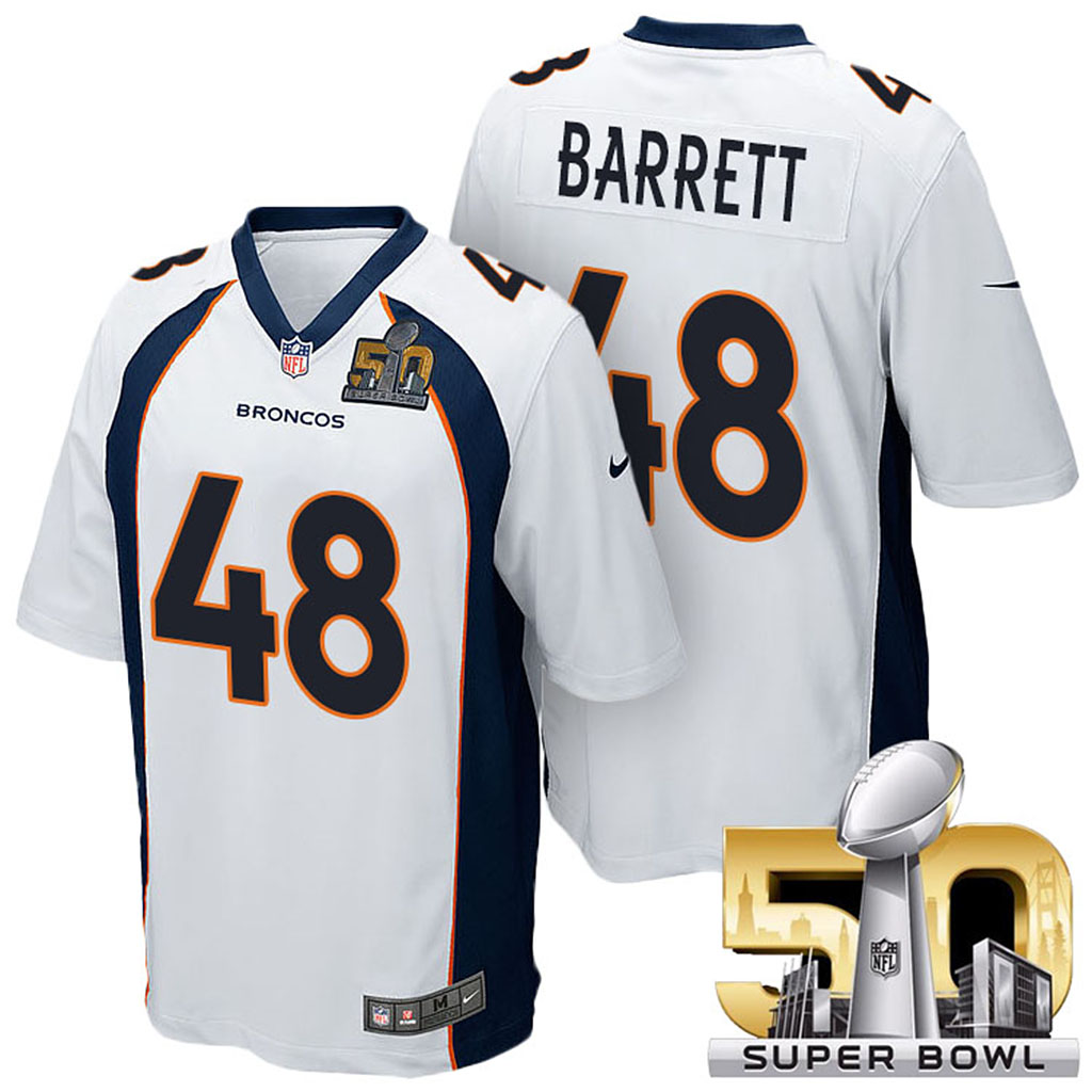 Denver Broncos #48 Shaquil Barrett White 2016 Super Bowl 50 Elite Jersey