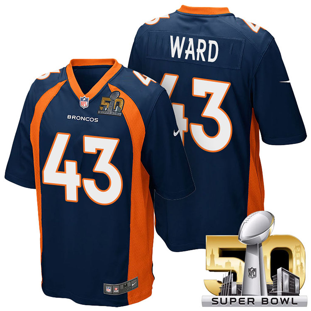 Denver Broncos #43 T.J. Ward Navy Blue 2016 Super Bowl 50 Elite Jersey