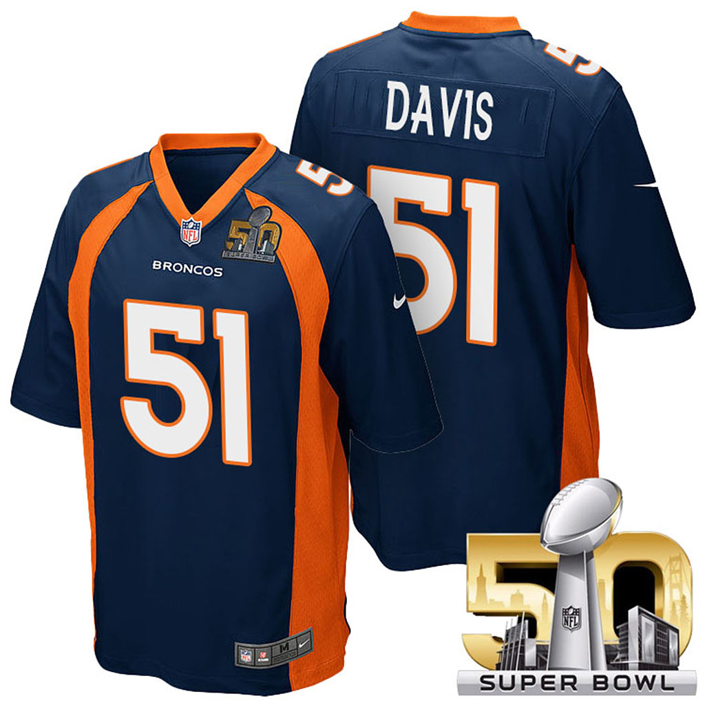 Denver Broncos #51 Todd Davis Navy Blue 2016 Super Bowl 50 Elite Jersey