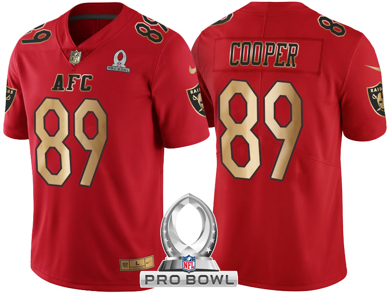 Oakland Raiders #89 Amari Cooper AFC 2017 Pro Bowl Red Gold Limited Jersey